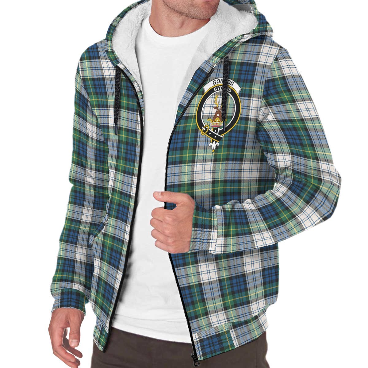 Gordon Dress Ancient Tartan Crest Sherpa Hoodie