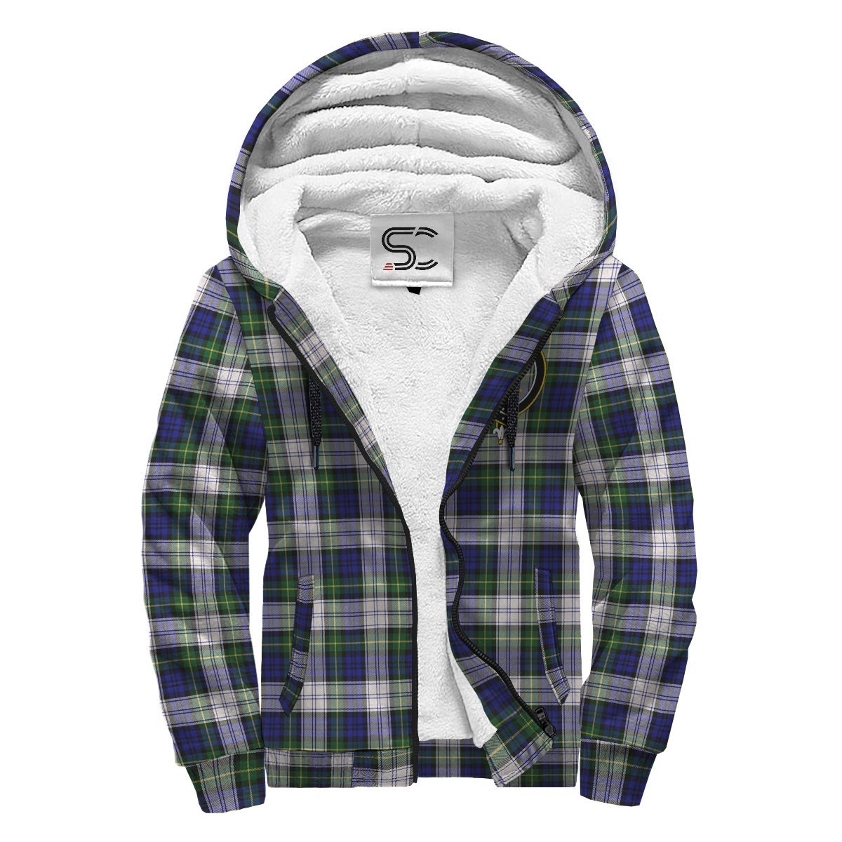 Gordon Dress Modern Tartan Crest Sherpa Hoodie