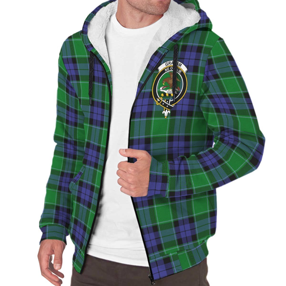 Graham of Menteith Modern Tartan Crest Sherpa Hoodie