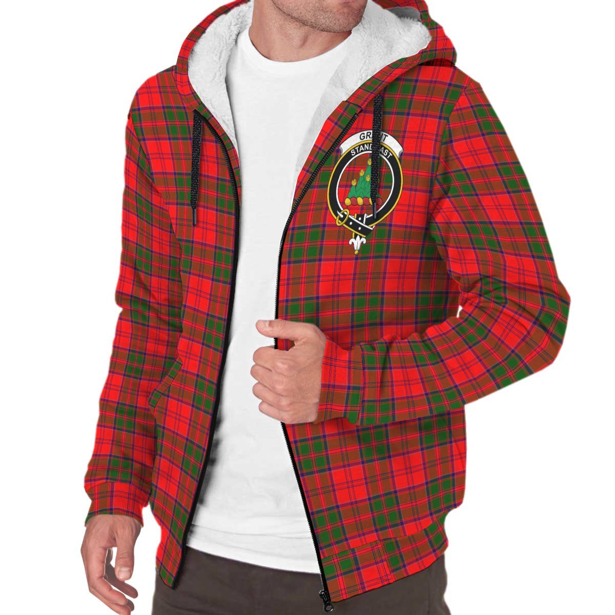 Grant Modern Tartan Crest Sherpa Hoodie