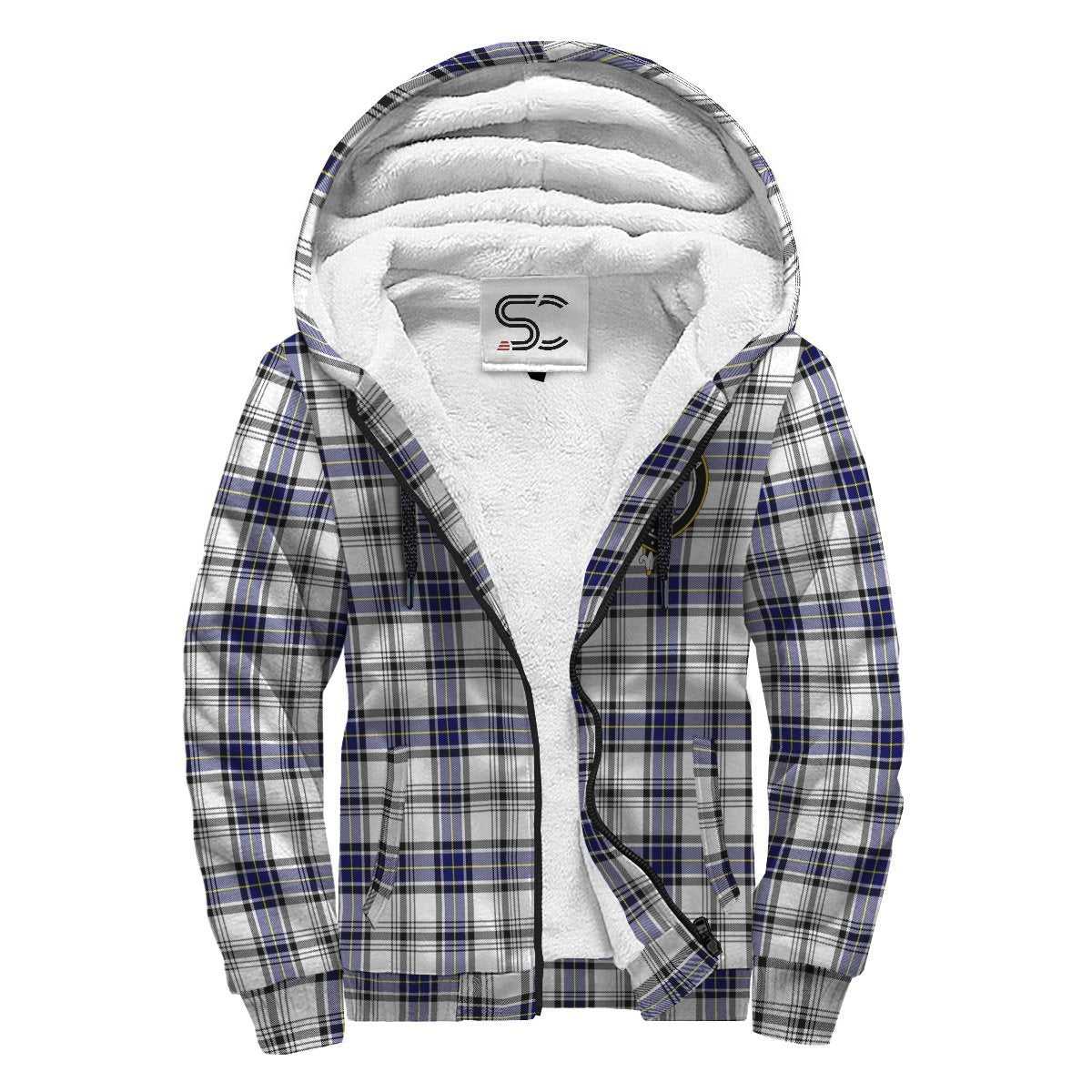 Hannay Modern Tartan Crest Sherpa Hoodie