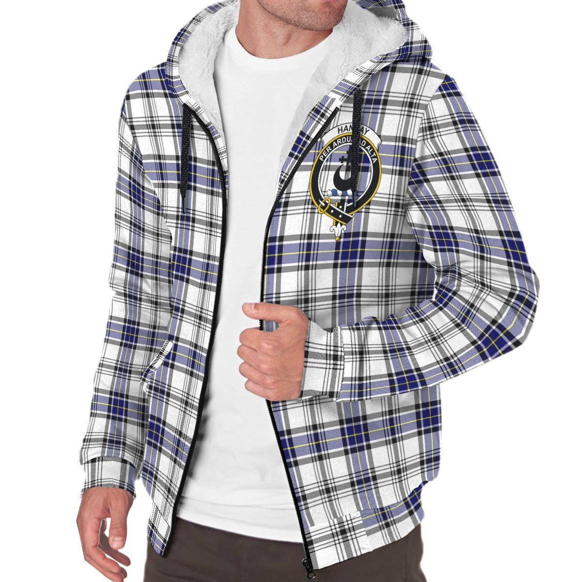 Hannay Modern Tartan Crest Sherpa Hoodie