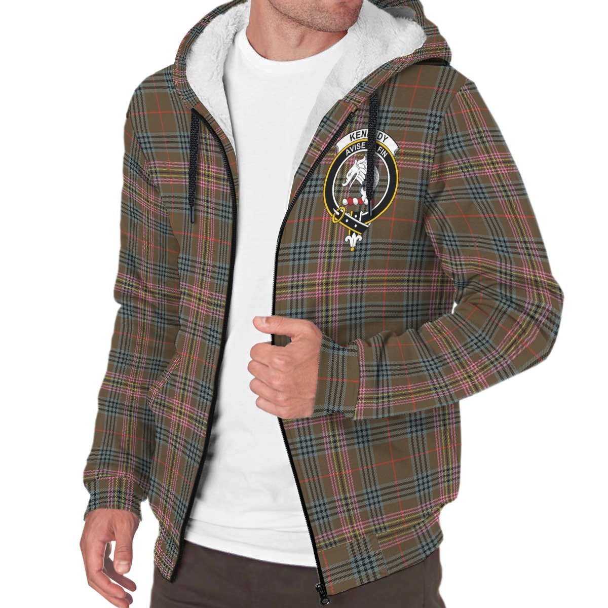 Kennedy Weathered Tartan Crest Sherpa Hoodie