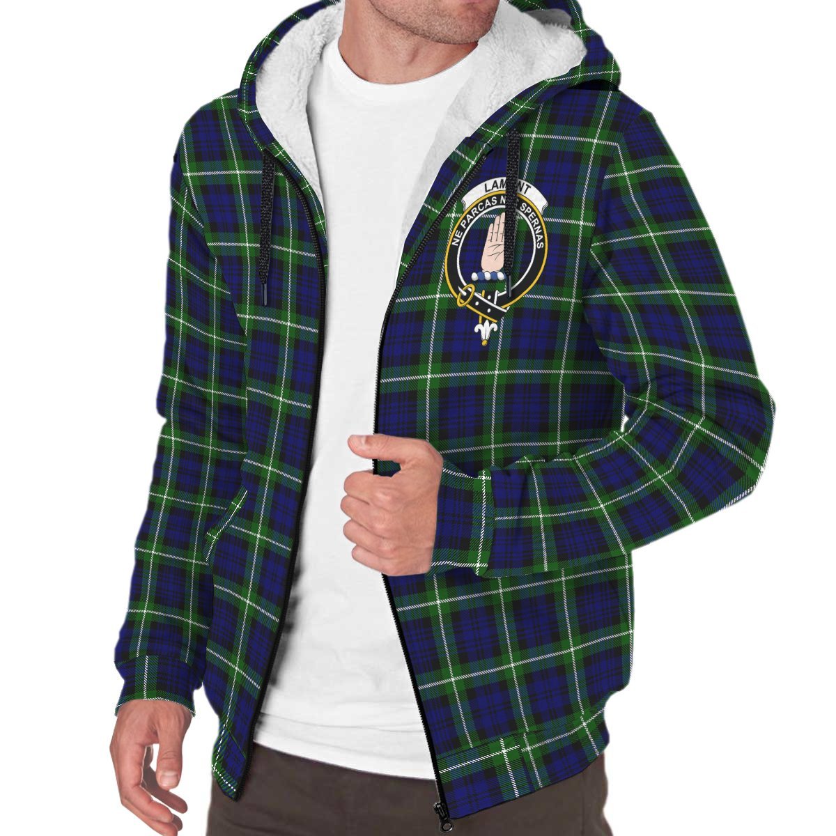 Lamont Modern Tartan Crest Sherpa Hoodie