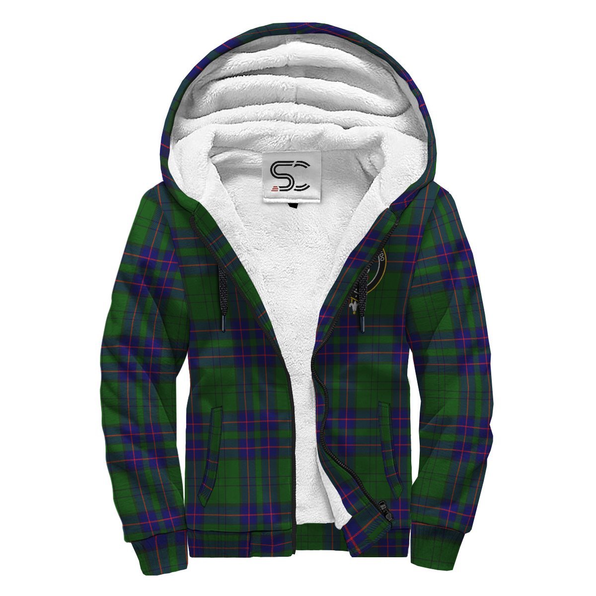 Lockhart Modern Tartan Crest Sherpa Hoodie