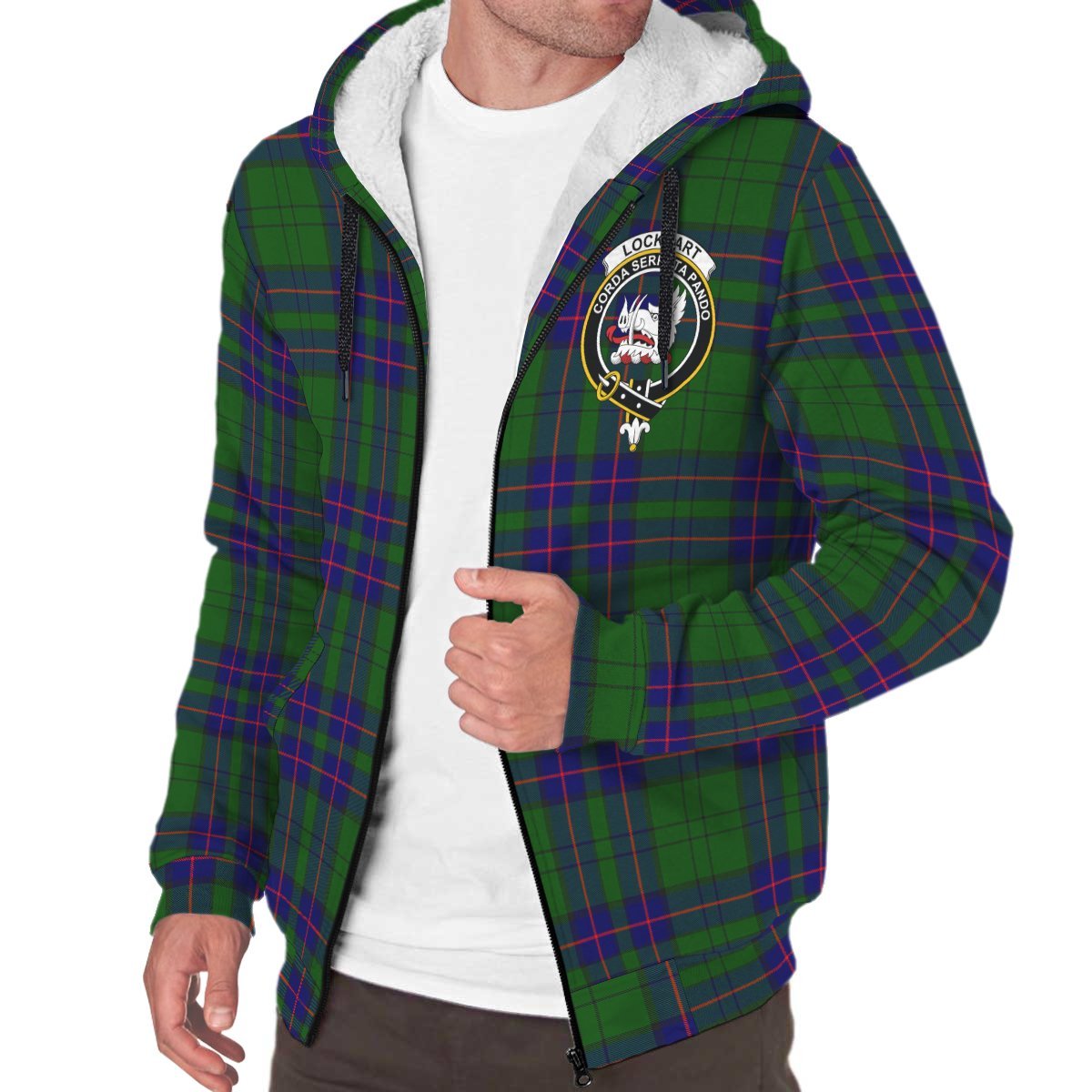 Lockhart Modern Tartan Crest Sherpa Hoodie