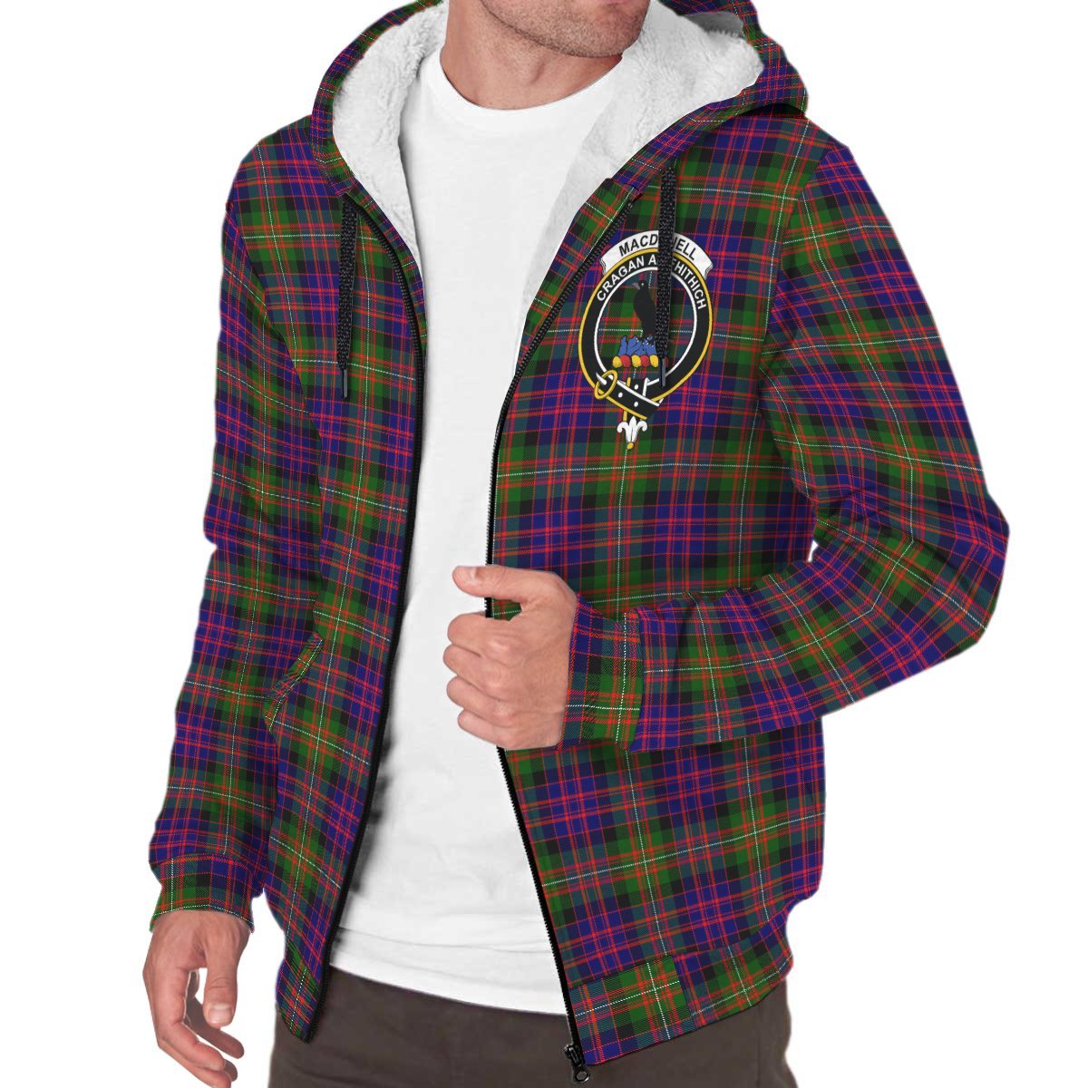 MacDonnell of Glengarry Modern Tartan Crest Sherpa Hoodie