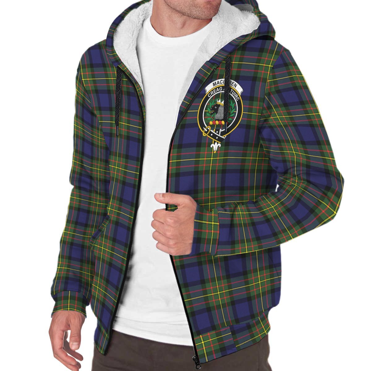 MacLaren Modern Tartan Crest Sherpa Hoodie