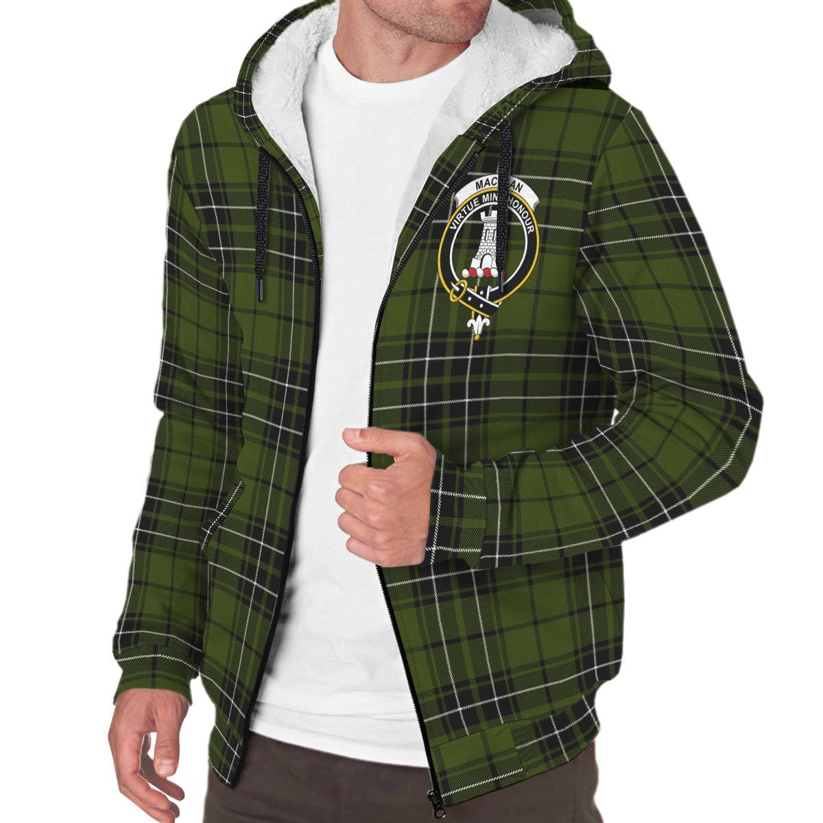 MacLean Hunting Tartan Crest Sherpa Hoodie