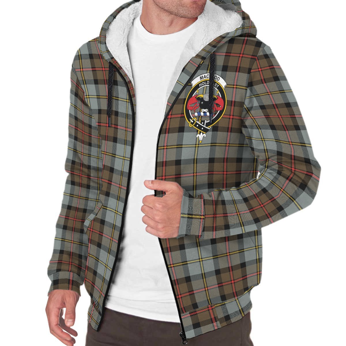 MacLeod of Harris Weathered Tartan Crest Sherpa Hoodie