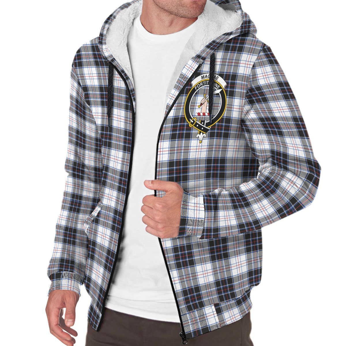 MacRae Dress Modern Tartan Crest Sherpa Hoodie