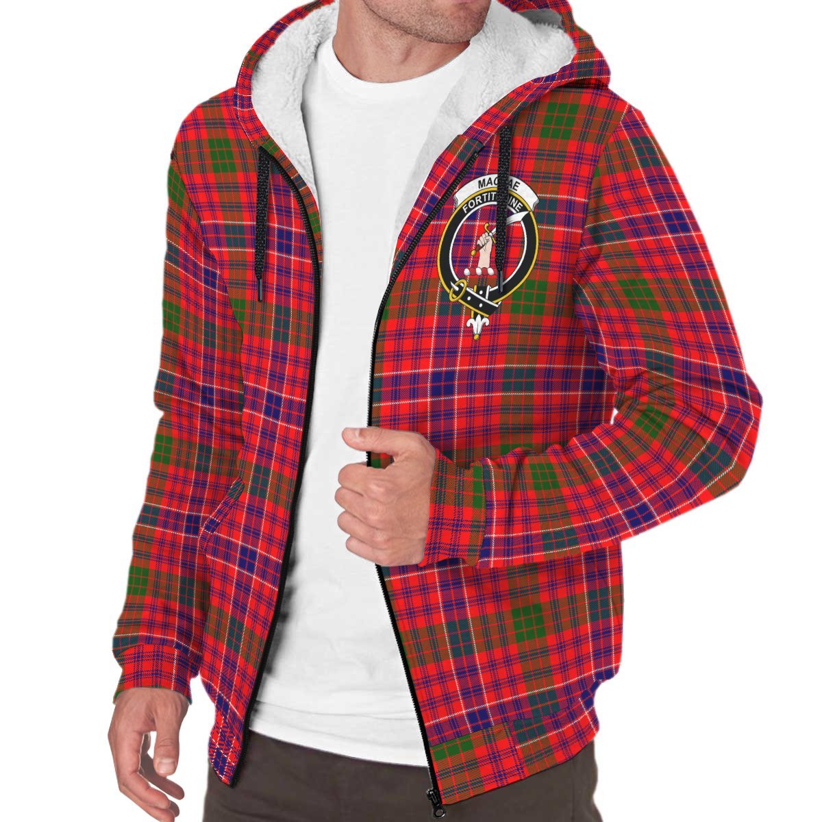 MacRae Modern Tartan Crest Sherpa Hoodie