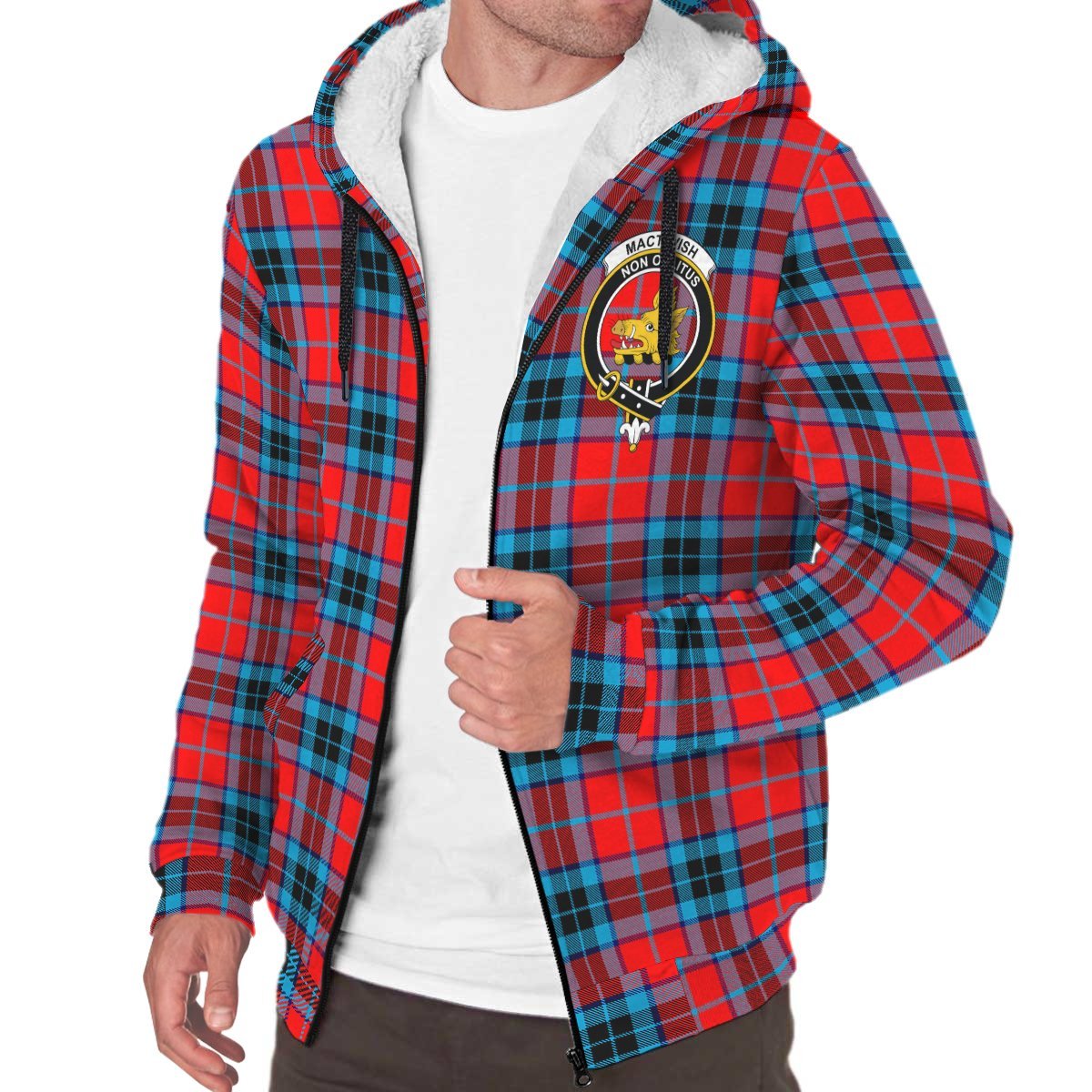 MacTavish Modern Tartan Crest Sherpa Hoodie