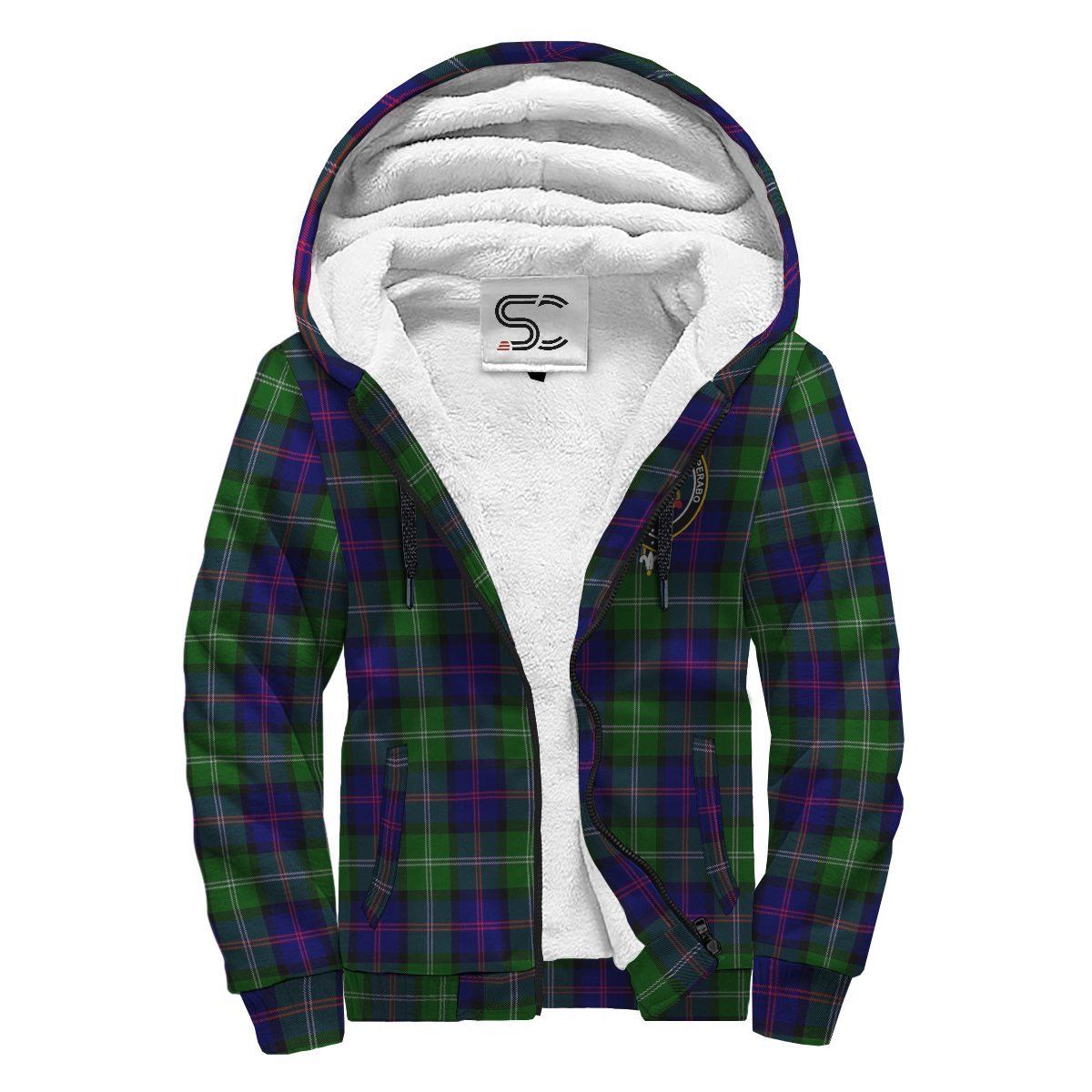 MacThomas Modern Tartan Crest Sherpa Hoodie