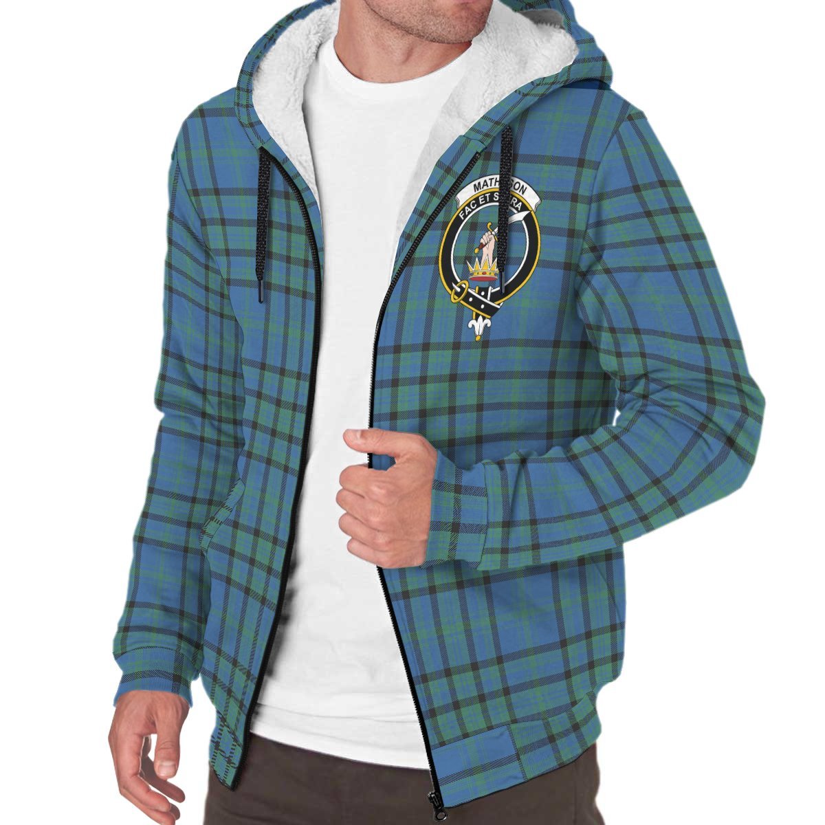 Matheson Hunting Ancient Tartan Crest Sherpa Hoodie