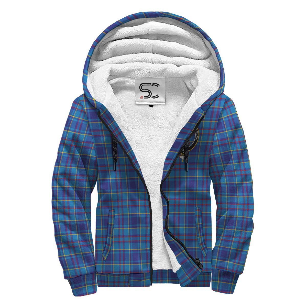 Mercer Modern Tartan Crest Sherpa Hoodie