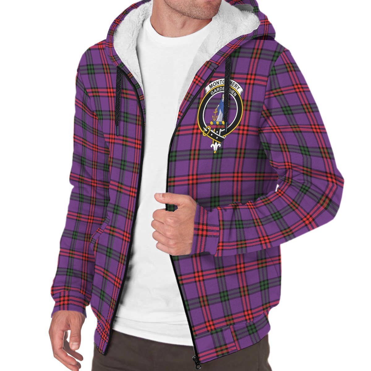 Montgomery Modern Tartan Crest Sherpa Hoodie