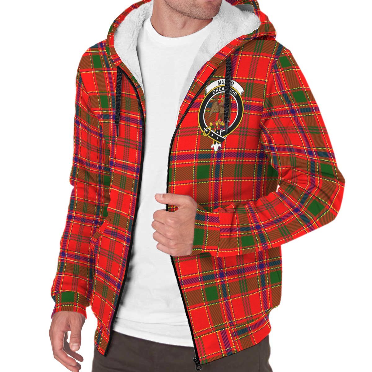 Munro Modern Tartan Crest Sherpa Hoodie