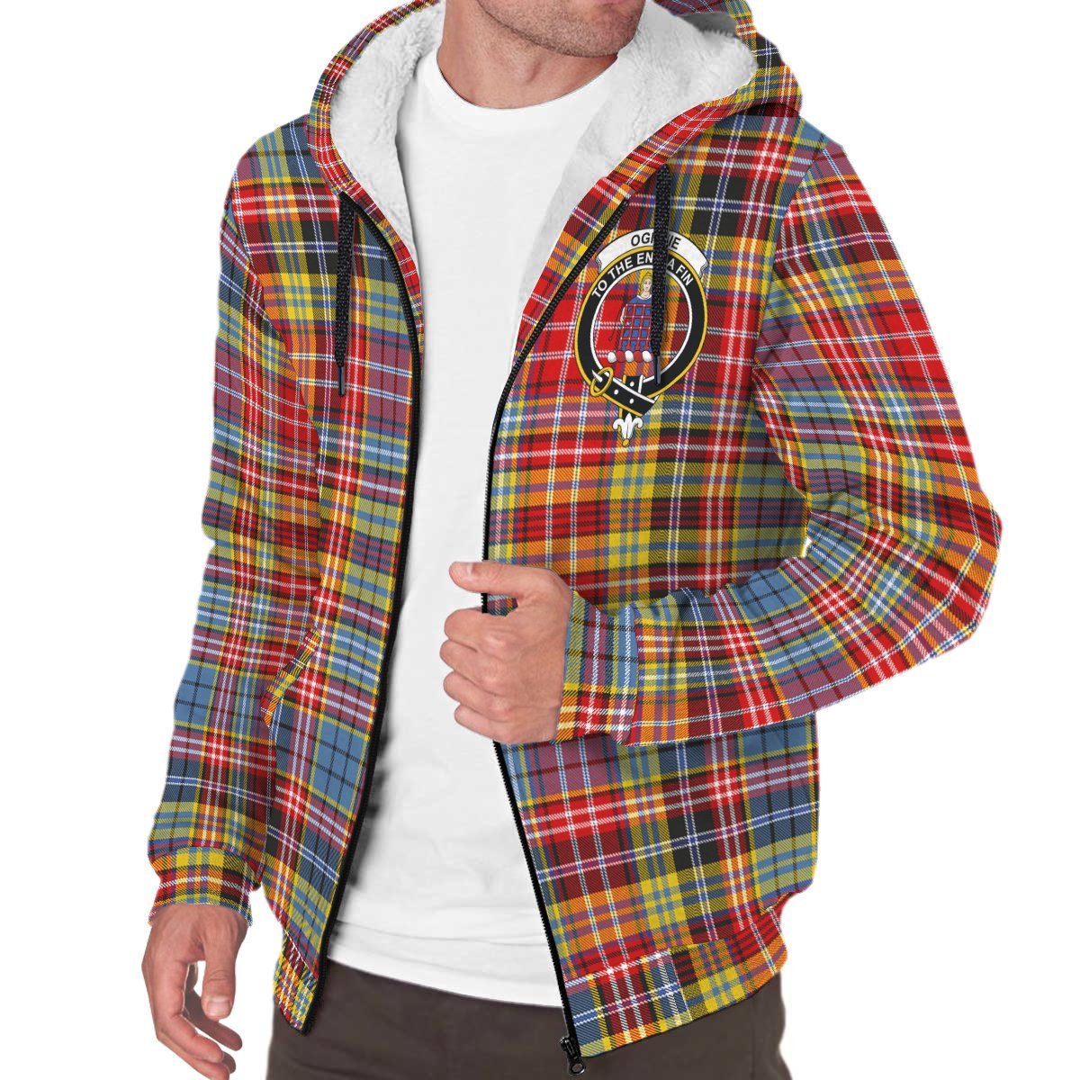 Ogilvie of Airlie Ancient Tartan Crest Sherpa Hoodie