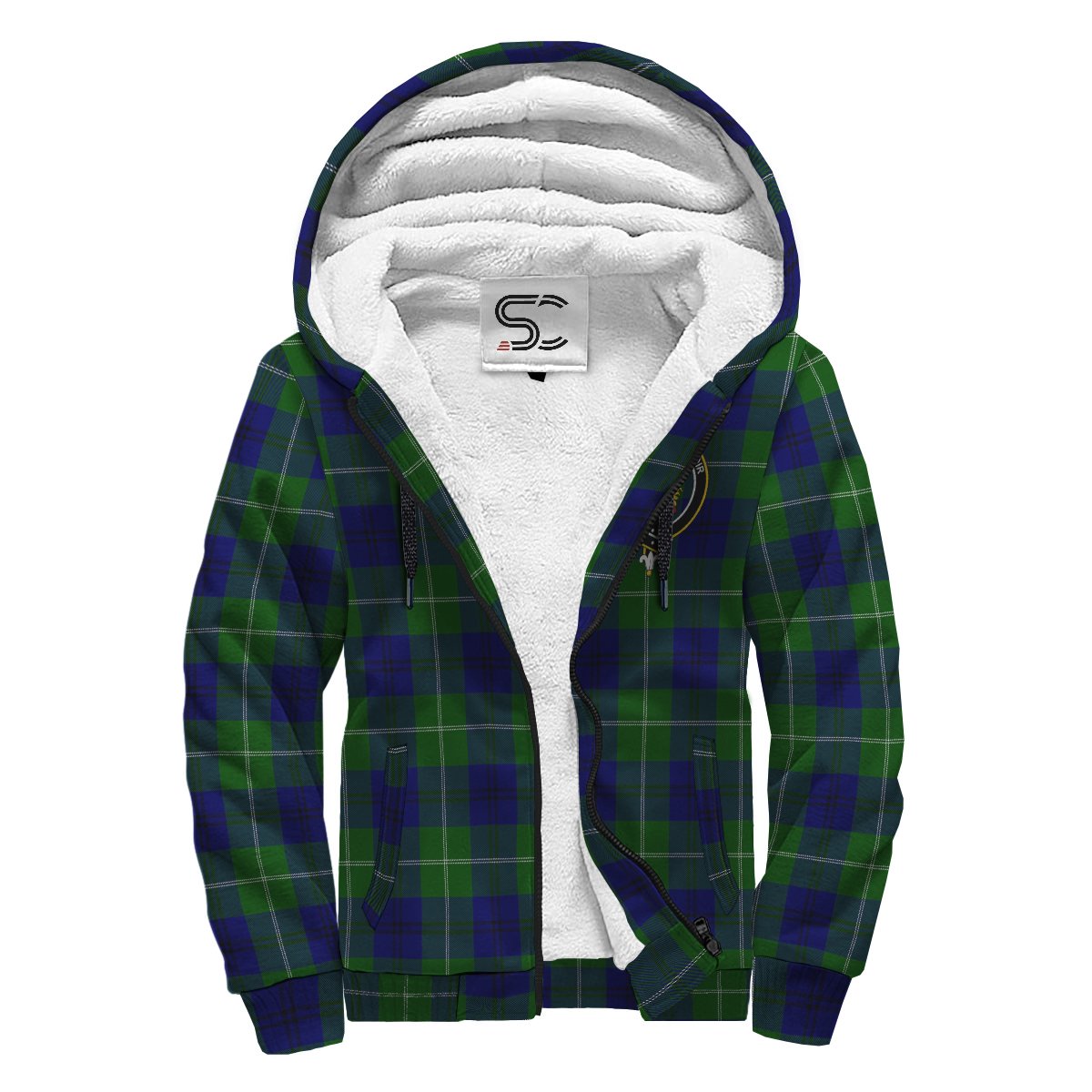 Oliphant Modern Tartan Crest Sherpa Hoodie