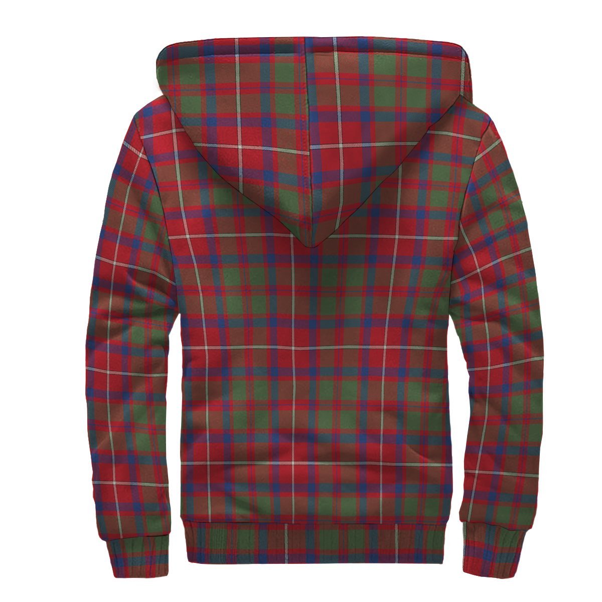 Shaw Red Modern Tartan Crest Sherpa Hoodie