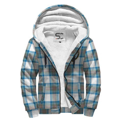 Stewart Muted Blue Tartan Crest Sherpa Hoodie