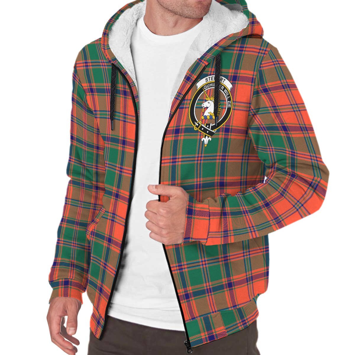 Stewart of Appin Ancient Tartan Crest Sherpa Hoodie