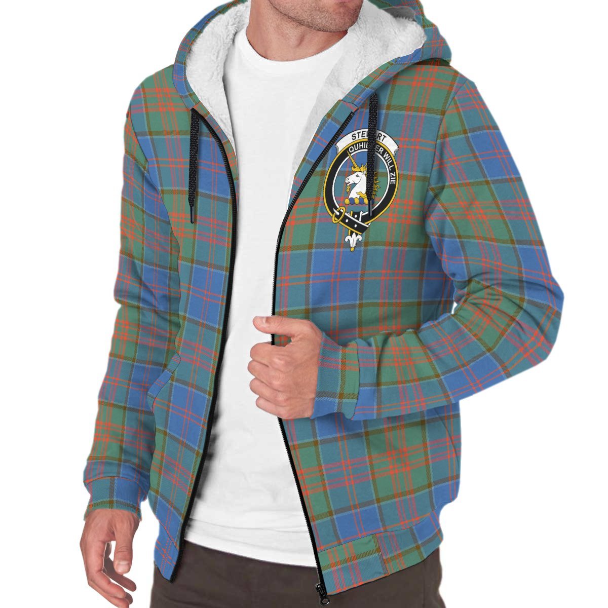 Stewart of Appin Hunting Ancient Tartan Crest Sherpa Hoodie