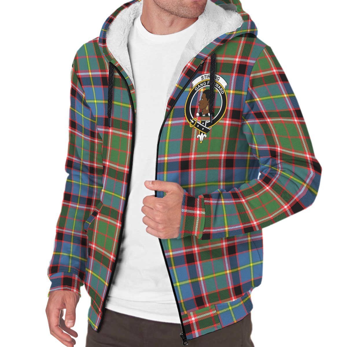 Stirling & Bannockburn District Tartan Crest Sherpa Hoodie