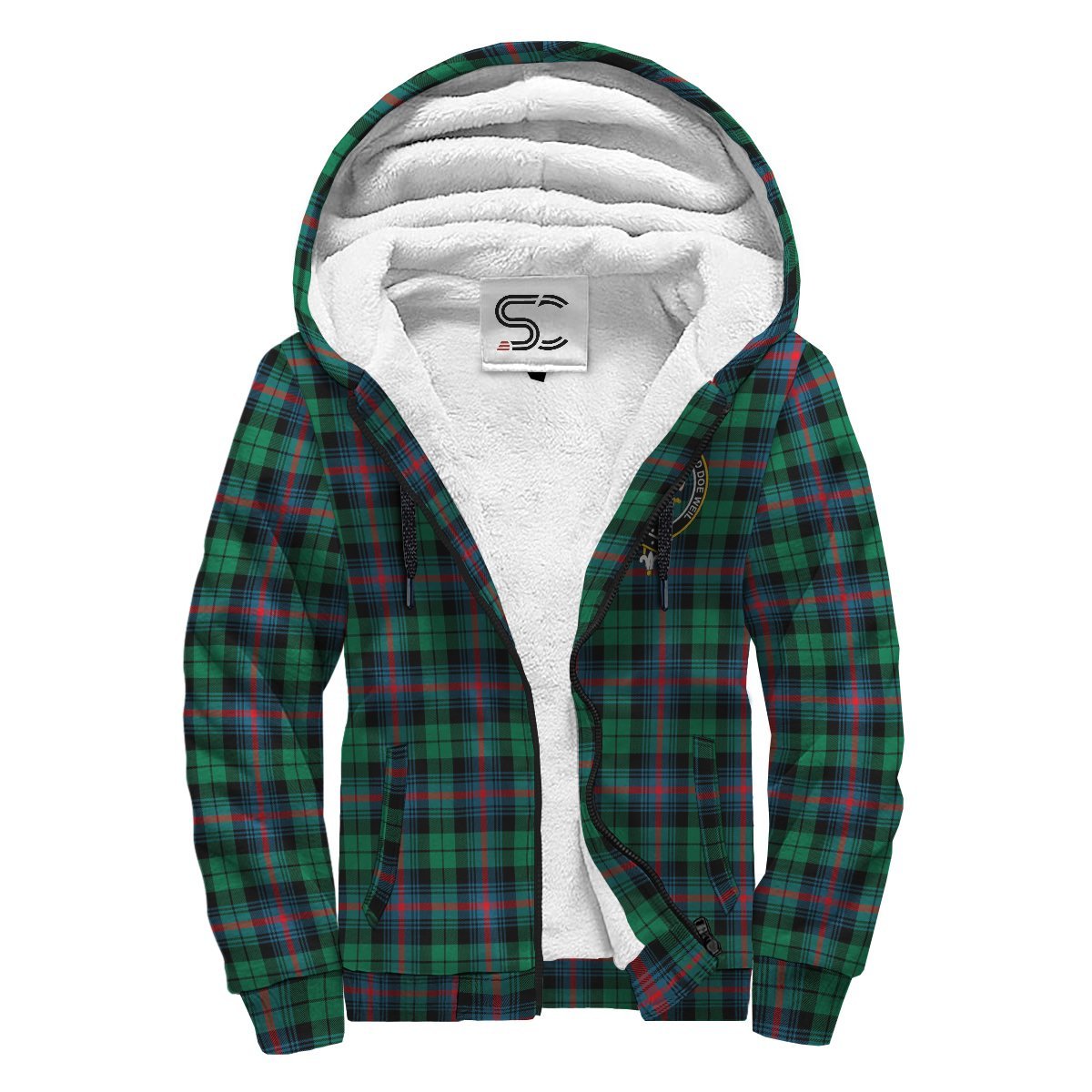 Urquhart Broad Red Ancient Tartan Crest Sherpa Hoodie