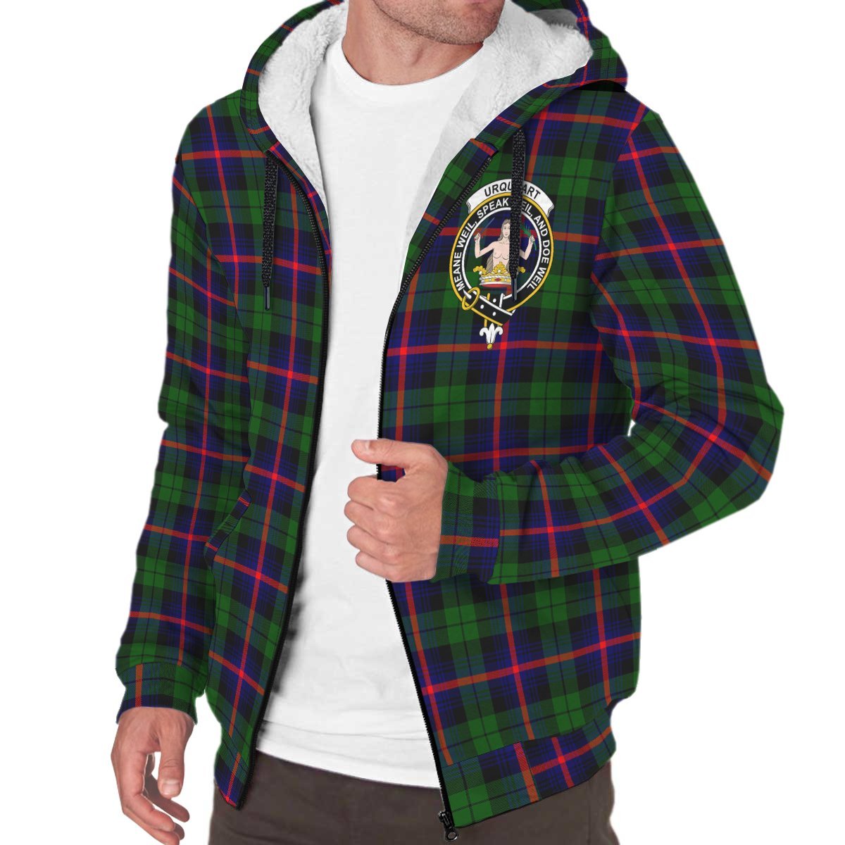 Urquhart Modern Tartan Crest Sherpa Hoodie