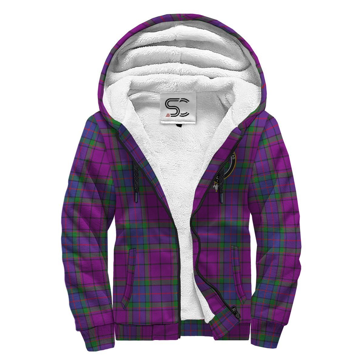 Wardlaw Modern Tartan Crest Sherpa Hoodie