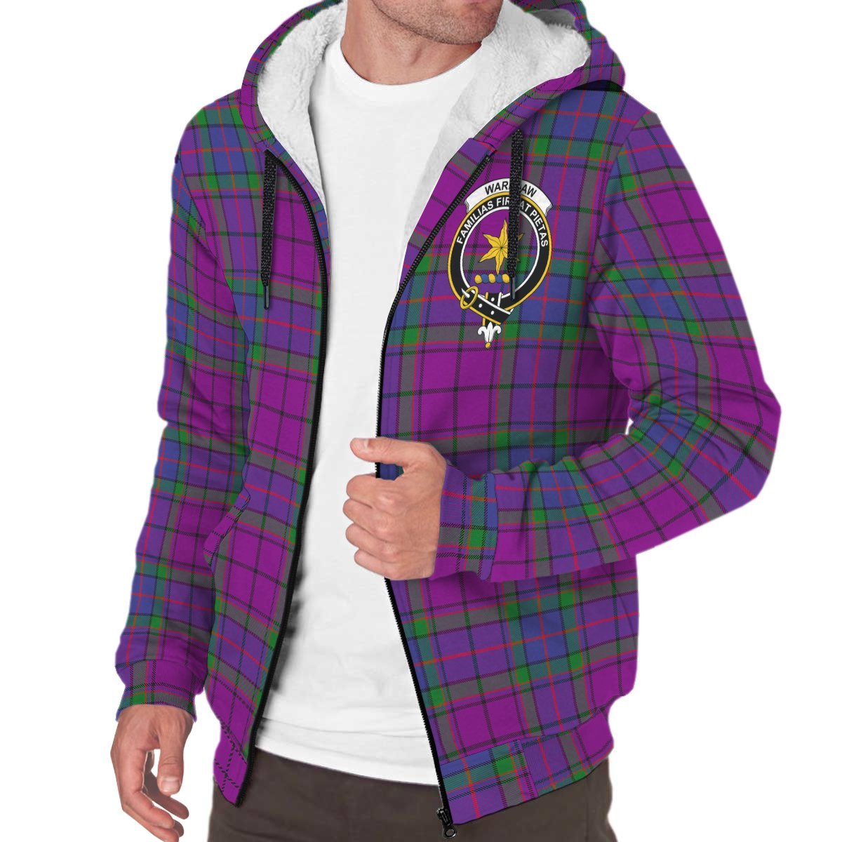 Wardlaw Modern Tartan Crest Sherpa Hoodie