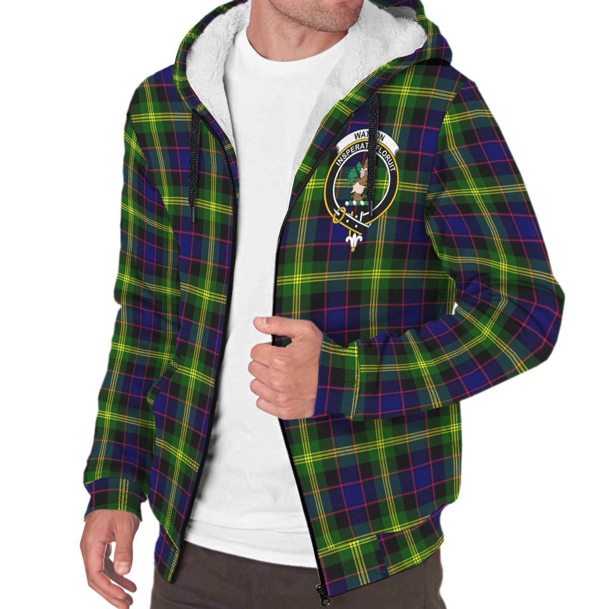 Watson Modern Tartan Crest Sherpa Hoodie