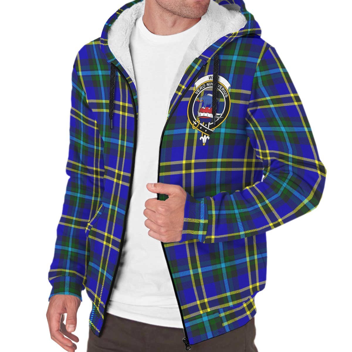 Weir Modern Tartan Crest Sherpa Hoodie