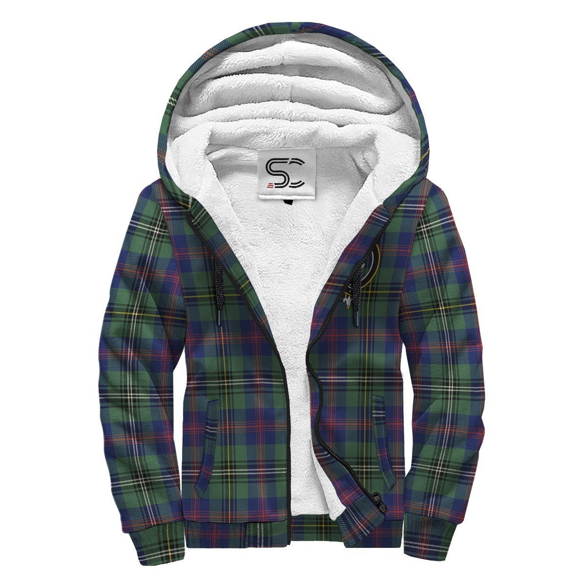 Wood Modern Tartan Crest Sherpa Hoodie