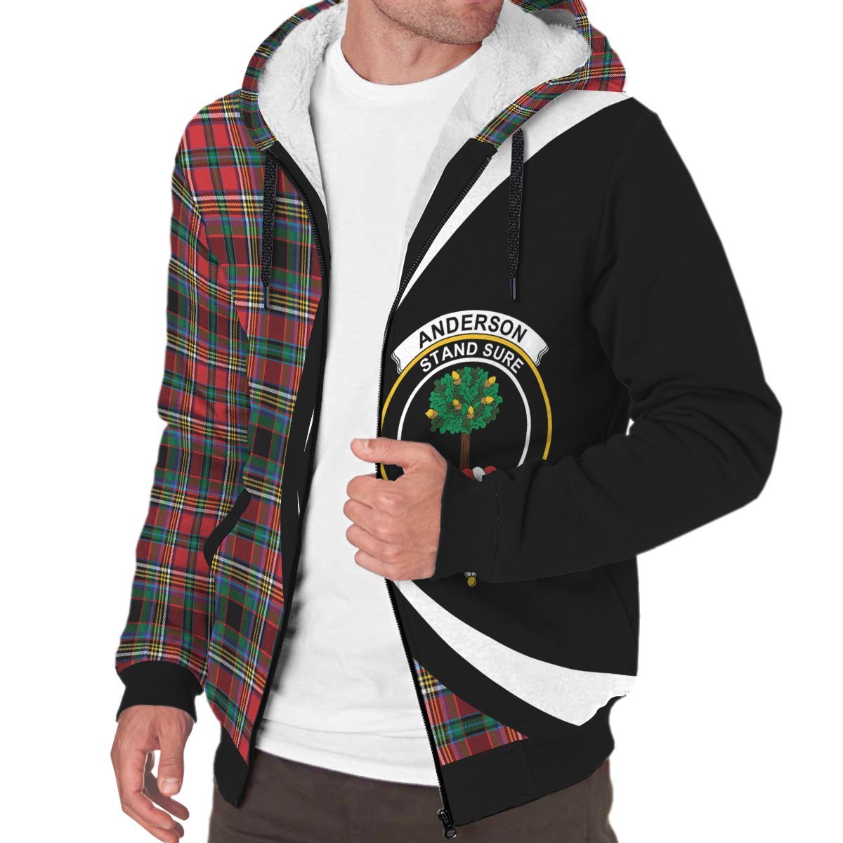 Anderson of Arbrake Tartan Crest Sherpa Hoodie - Circle Style