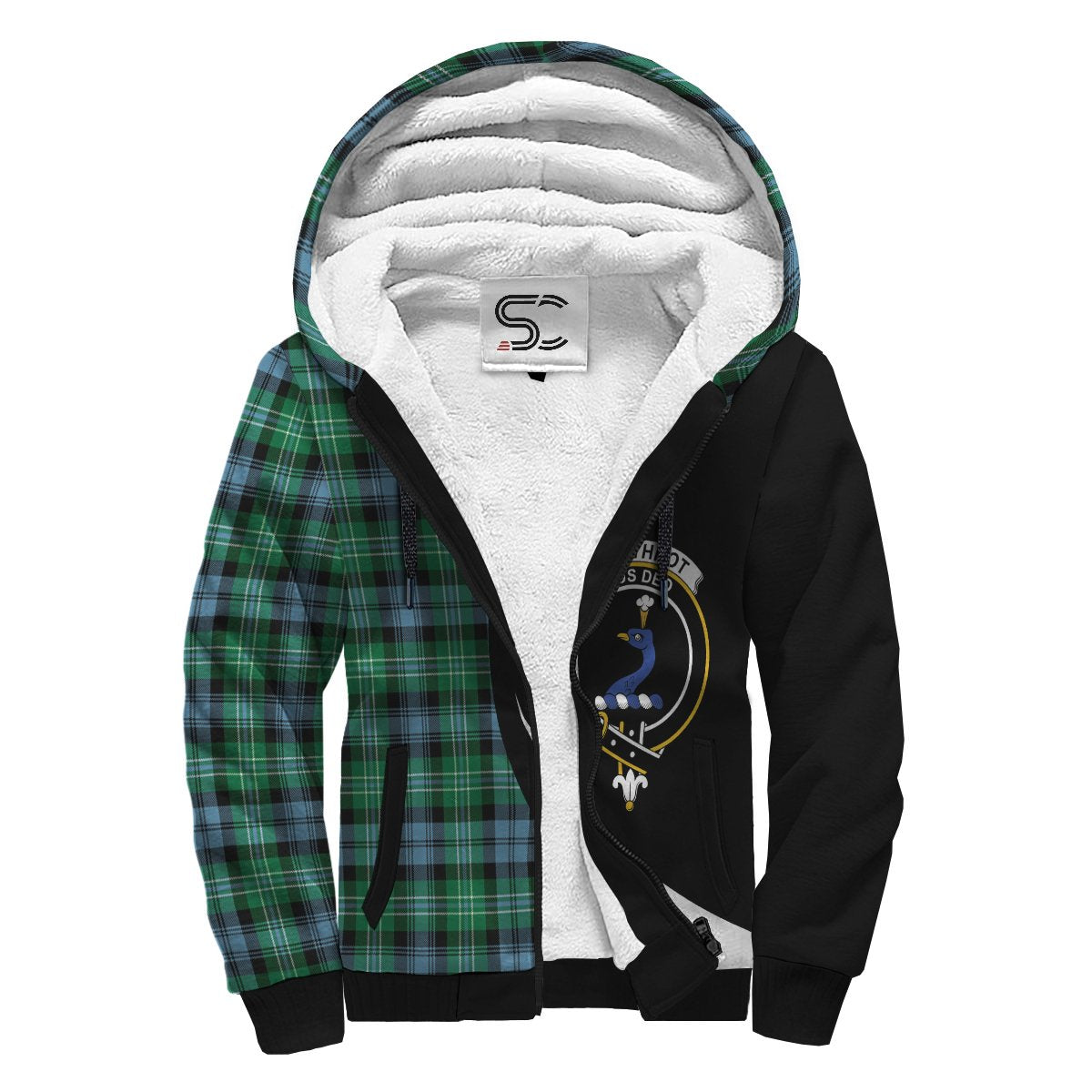 Arbuthnot Ancient Tartan Crest Sherpa Hoodie - Circle Style