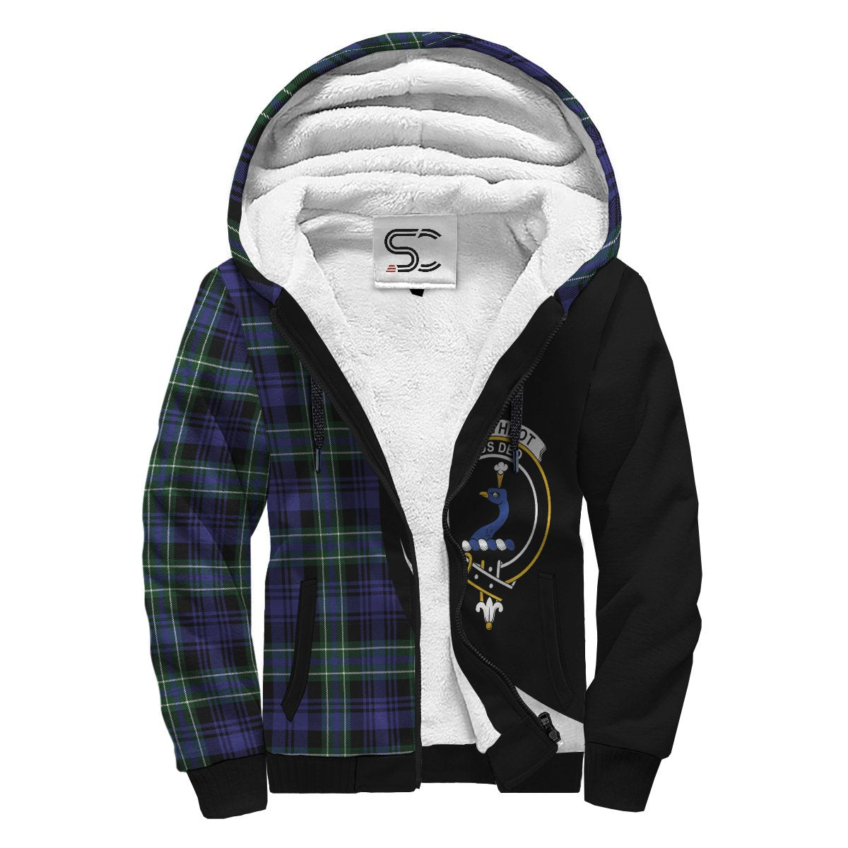 Arbuthnot Modern Tartan Crest Sherpa Hoodie - Circle Style