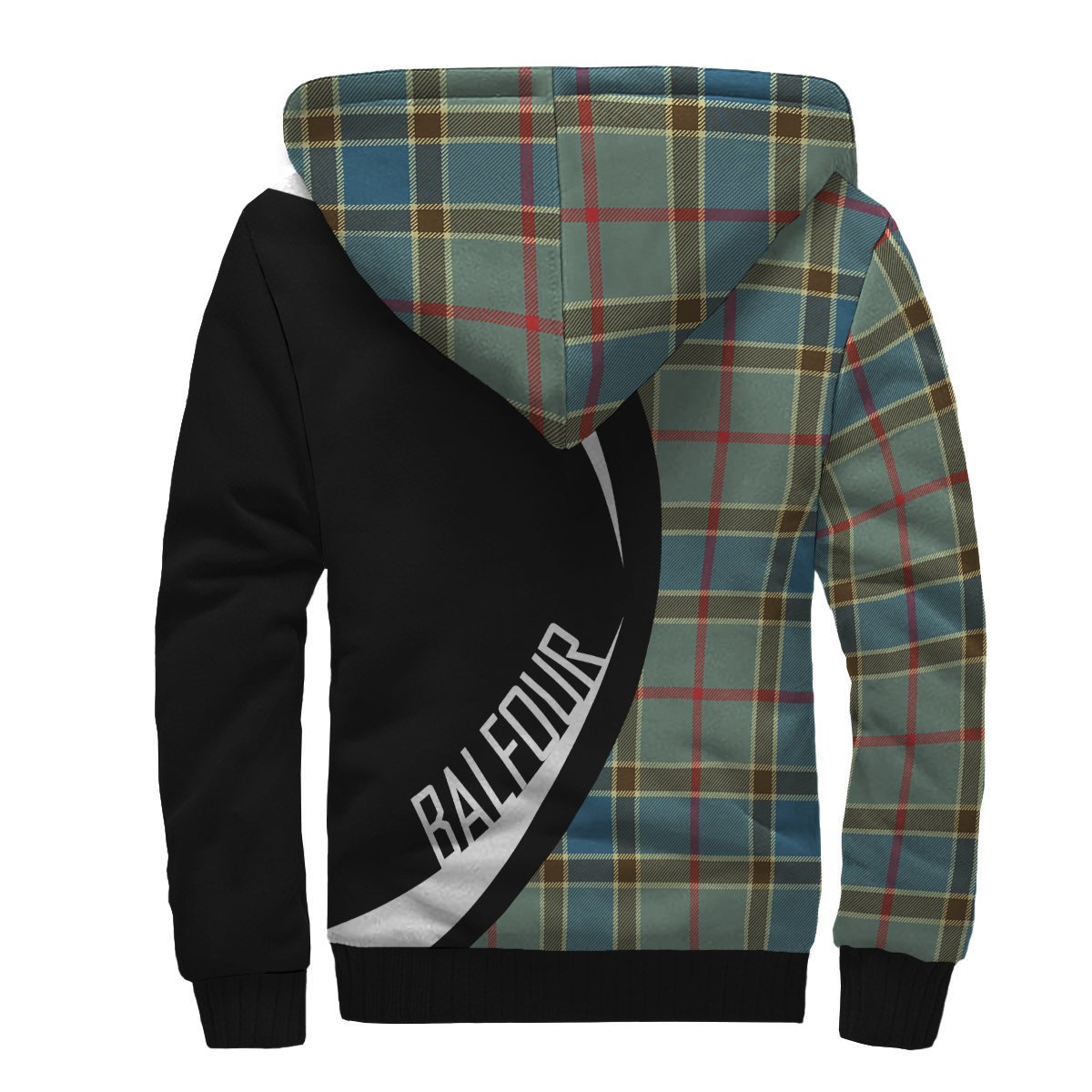 Balfour Blue Tartan Crest Sherpa Hoodie - Circle Style