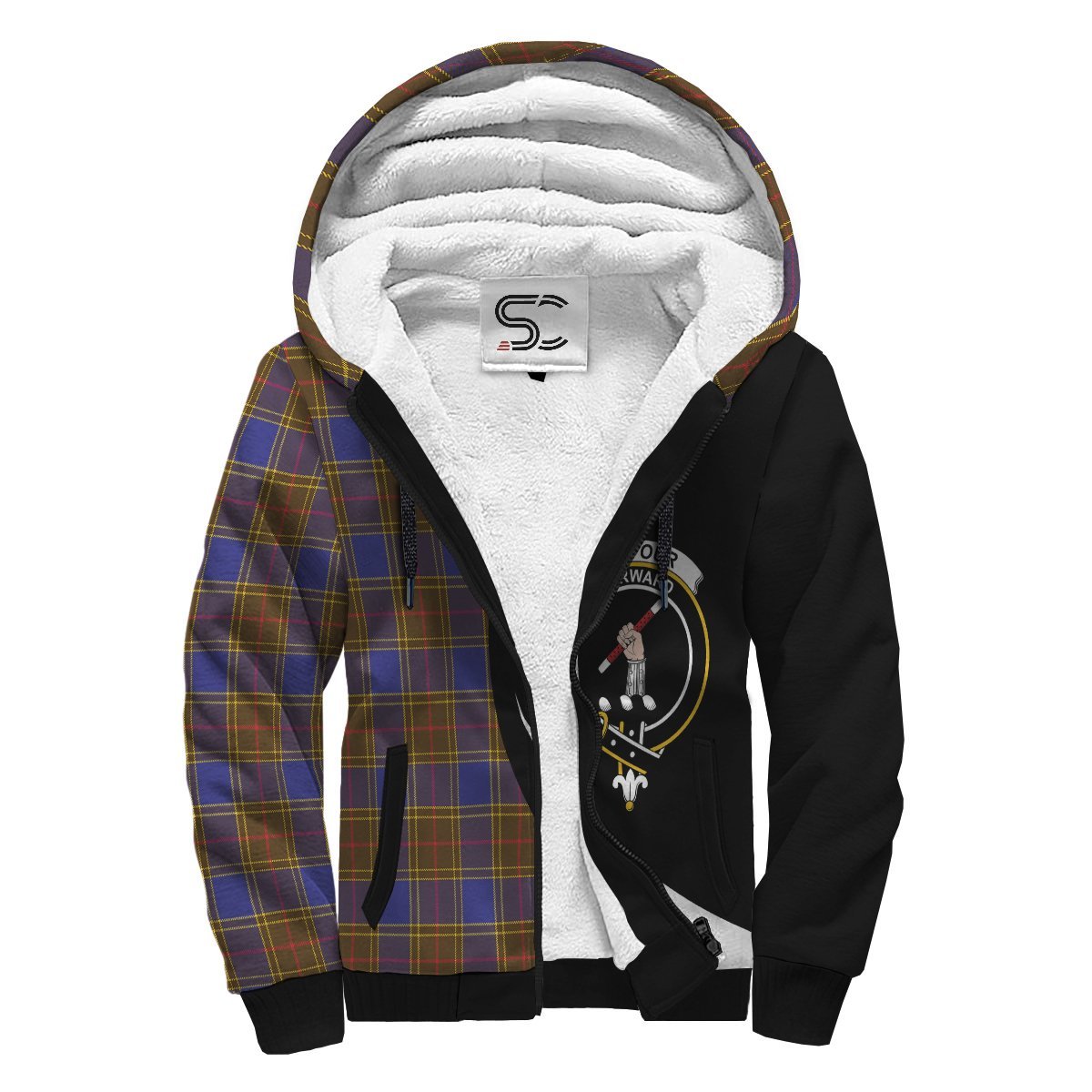 Balfour Modern Tartan Crest Sherpa Hoodie - Circle Style