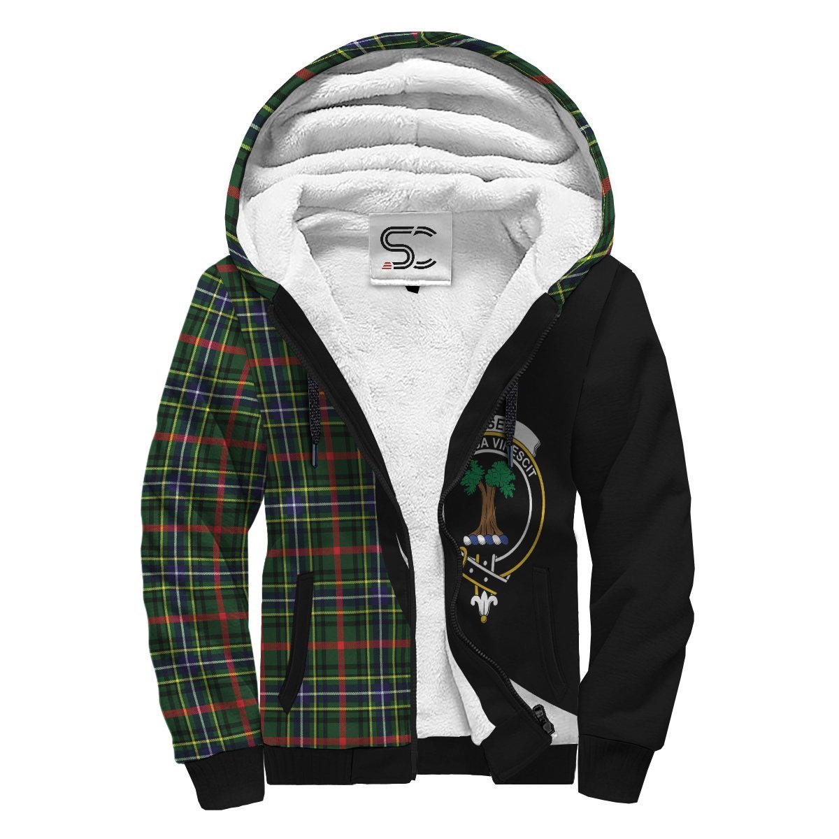 Bisset Tartan Crest Sherpa Hoodie - Circle Style