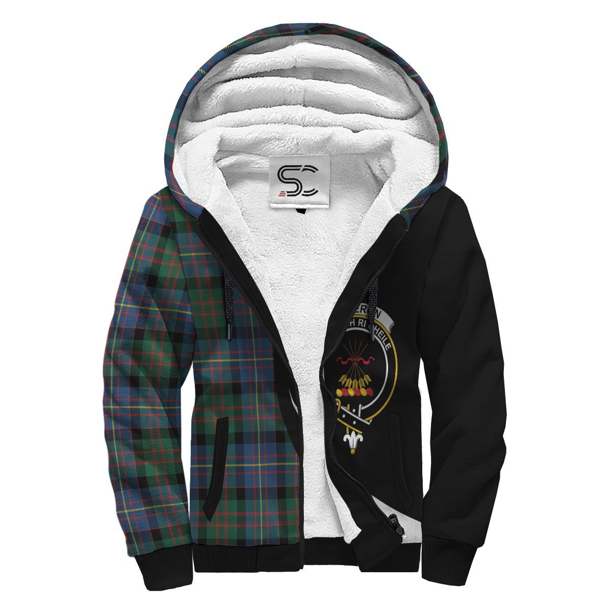 Cameron of Erracht Ancient Tartan Crest Sherpa Hoodie - Circle Style