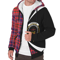 Cameron of Lochiel Modern Tartan Crest Sherpa Hoodie - Circle Style