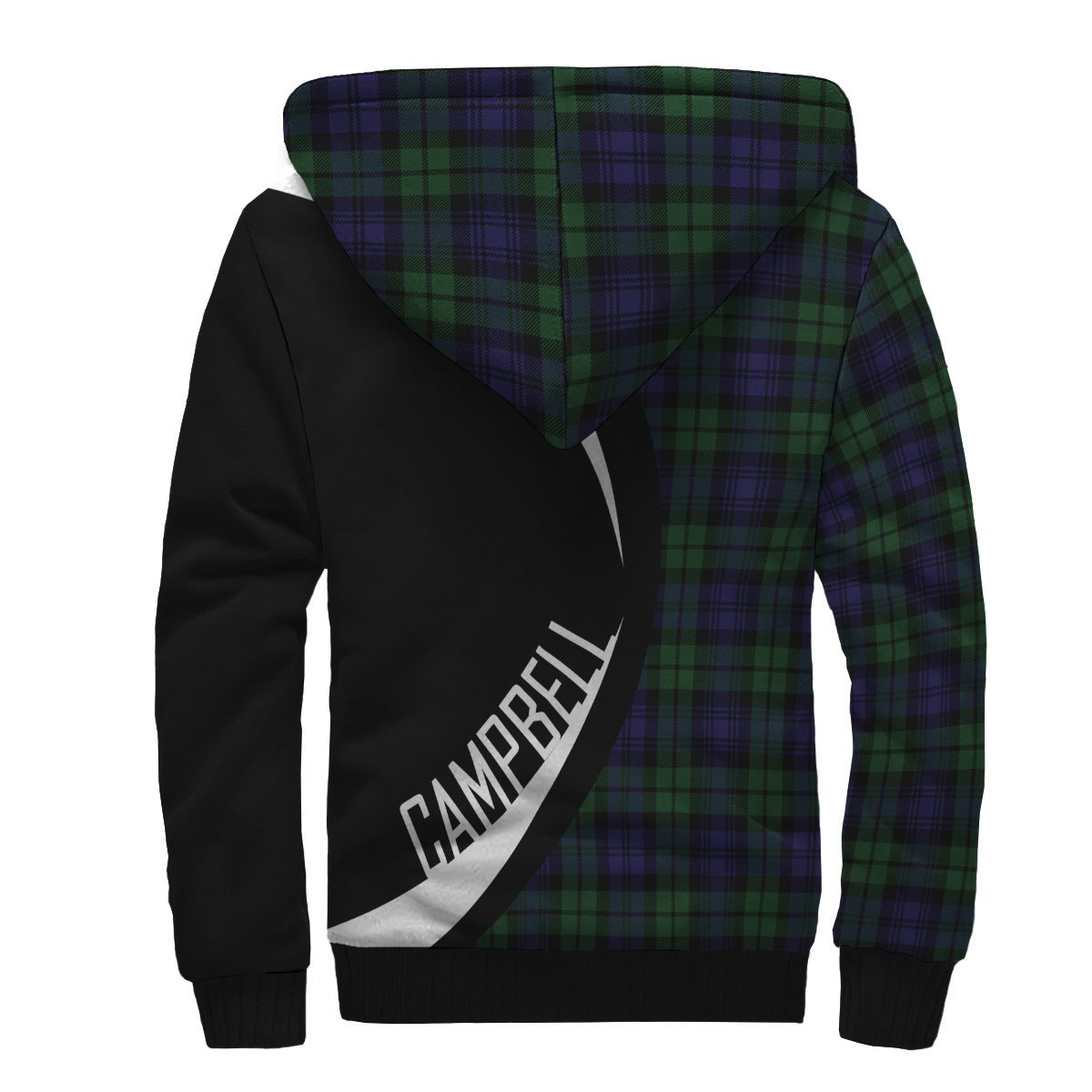 Campbell Modern Tartan Crest Sherpa Hoodie - Circle Style