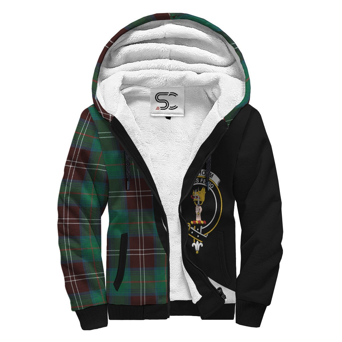 Chisholm Hunting Ancient Tartan Crest Sherpa Hoodie - Circle Style