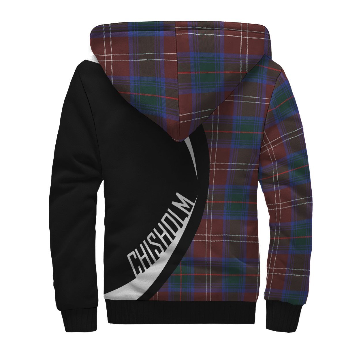 Chisholm Hunting Modern Tartan Crest Sherpa Hoodie - Circle Style