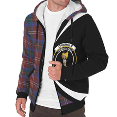 Chisholm Hunting Modern Tartan Crest Sherpa Hoodie - Circle Style