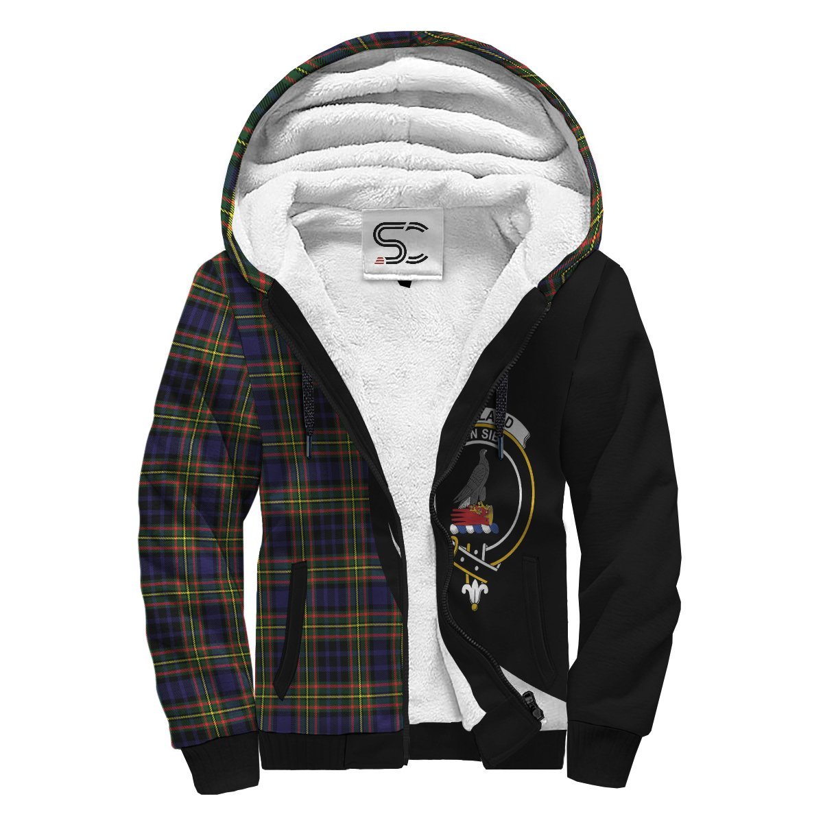 Clelland Modern Tartan Crest Sherpa Hoodie - Circle Style