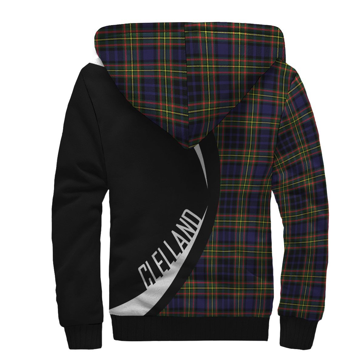 Clelland Modern Tartan Crest Sherpa Hoodie - Circle Style